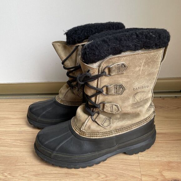 Sorel Men's Caribou Boots Size 8 Made In Canada Kaufman Wool Liners Winter *READ - Picture 1 of 12